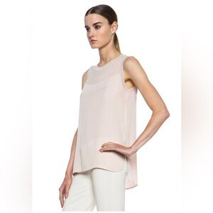 VINCE Sheer Inset Silk New Buff Tank